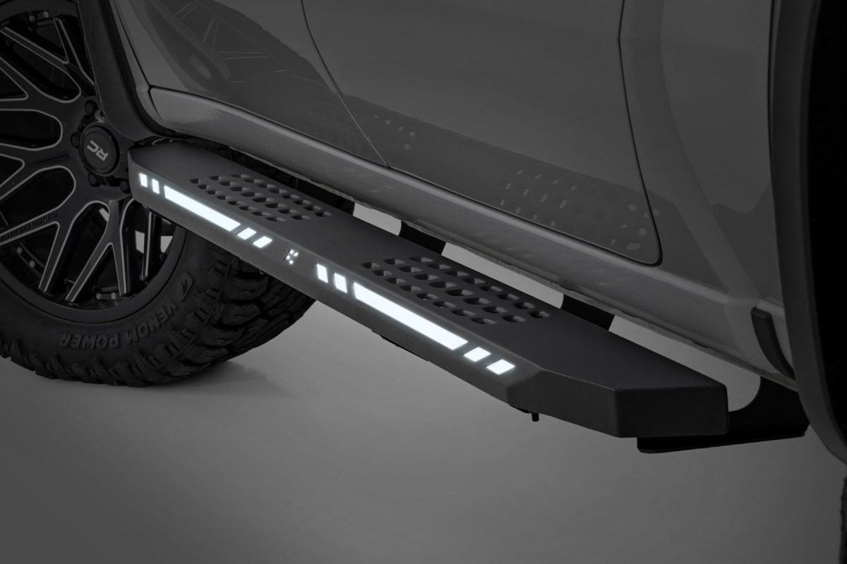 Ram 1500 TRX Running Boards - Rough Country - AC2 - Amber/White - '21-'24